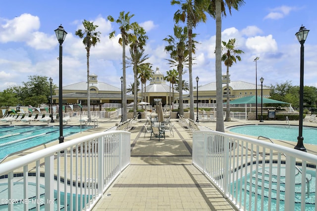 view of swimming pool with a patio