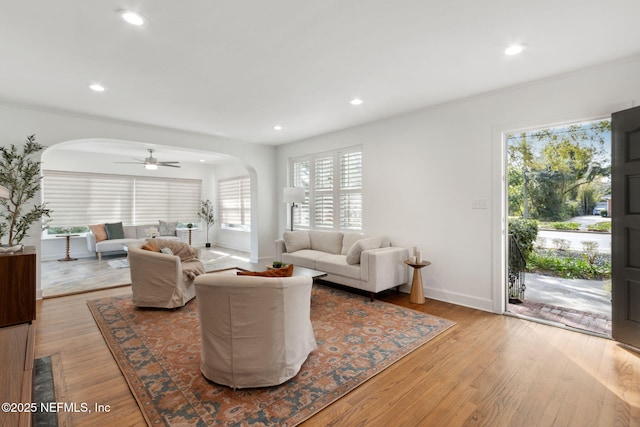 living room featuring light hardwood / wood-style flooring