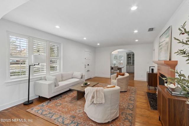 living room featuring wood-type flooring