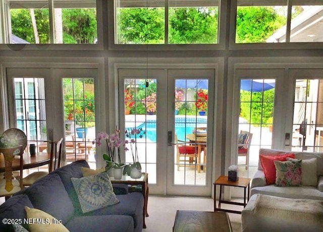 doorway with plenty of natural light and french doors