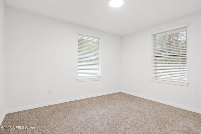 unfurnished room with carpet flooring, a wealth of natural light, and baseboards