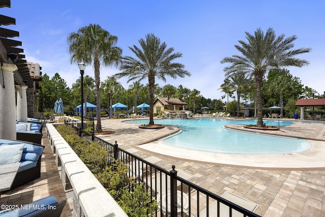 view of pool featuring a patio