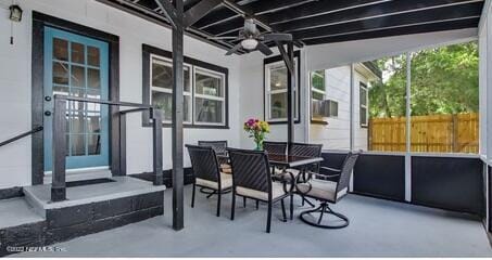 view of patio / terrace featuring ceiling fan