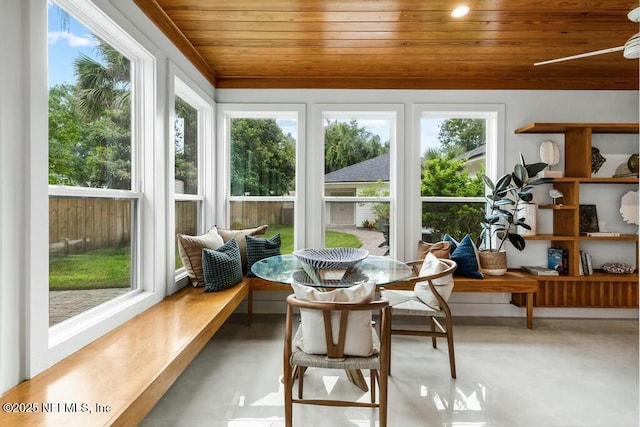 sunroom / solarium with wood ceiling