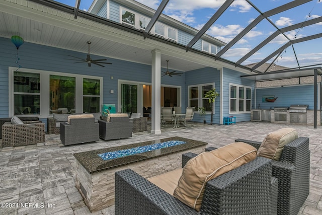 exterior space with ceiling fan and a wealth of natural light