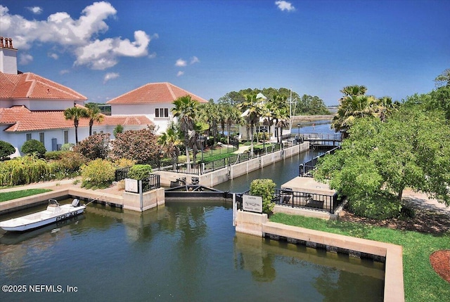 view of dock featuring a water view