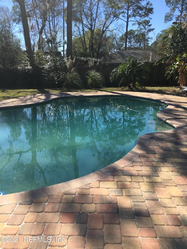 view of swimming pool with a patio area