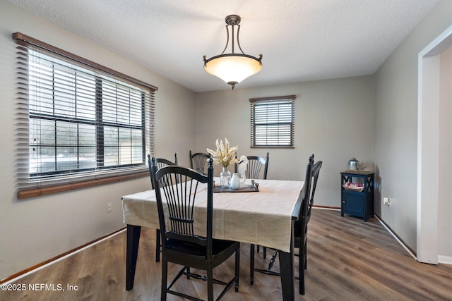 dining room featuring hardwood / wood-style floors and a textured ceiling