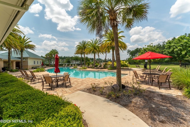 view of pool featuring a patio area