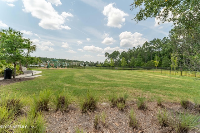 view of yard with a playground