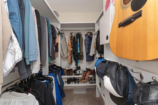 spacious closet featuring carpet floors