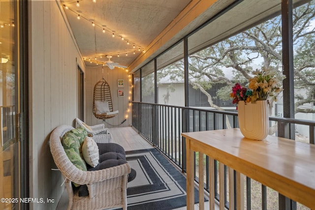 sunroom with track lighting