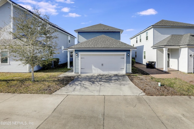 front facade with a garage