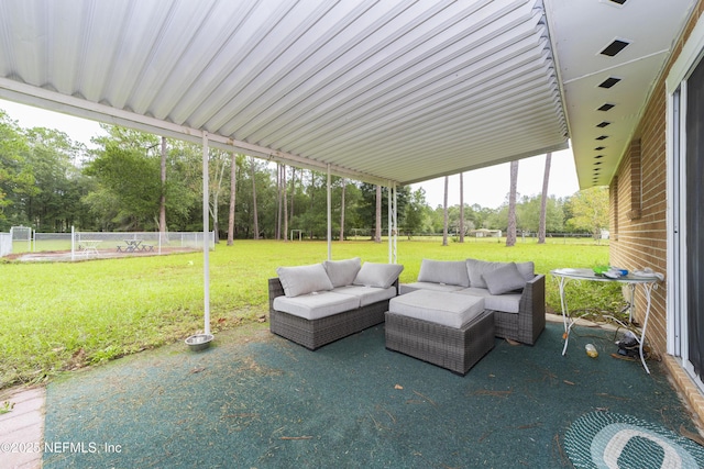 view of patio / terrace featuring an outdoor living space