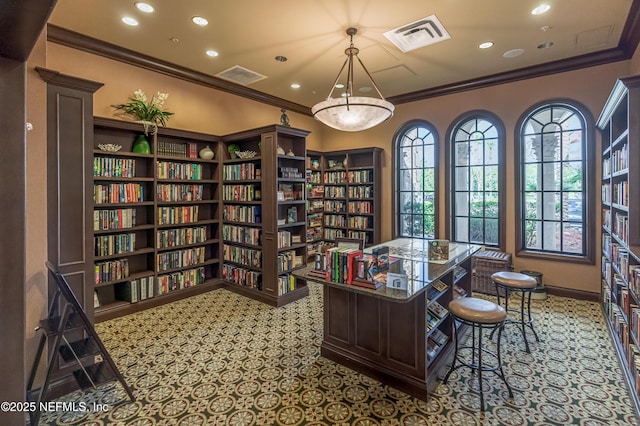 office featuring ornamental molding