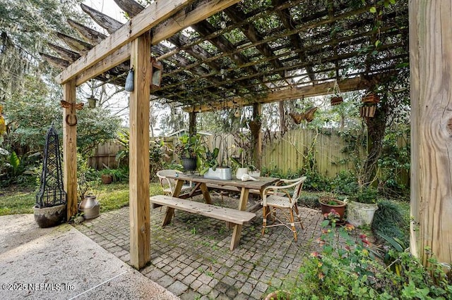 view of patio with a pergola