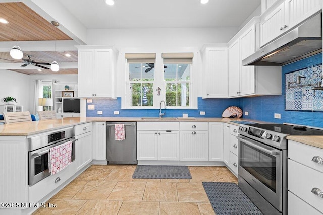 kitchen with white cabinetry, sink, and stainless steel appliances