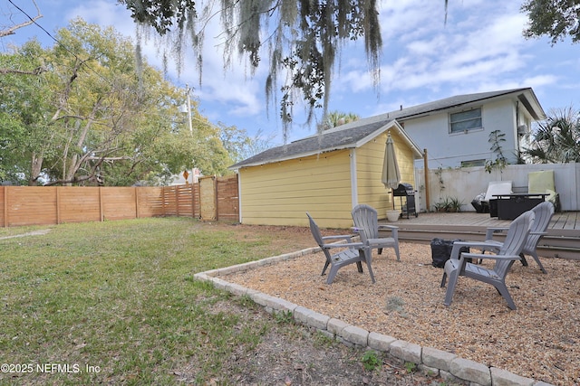 view of yard featuring a deck