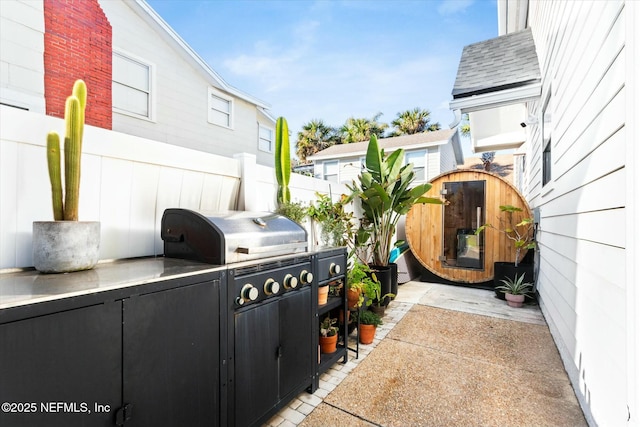 view of patio with area for grilling