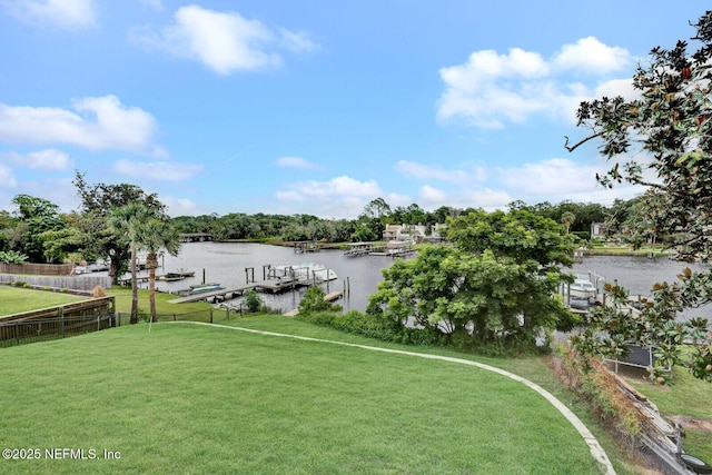 water view featuring a boat dock