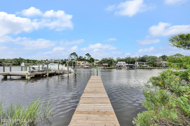 view of dock featuring a water view