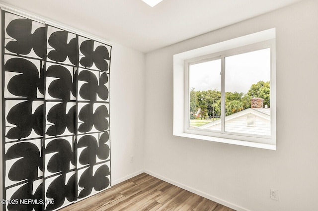 spare room featuring wood-type flooring