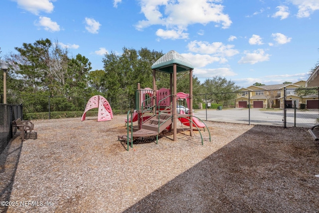 community play area with fence