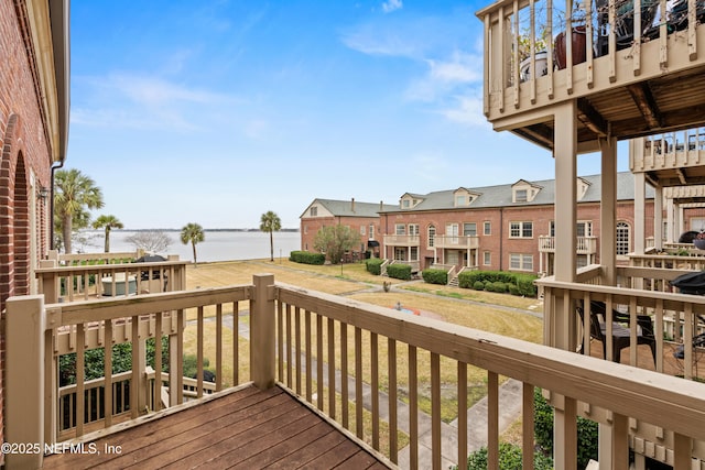 deck with a water view