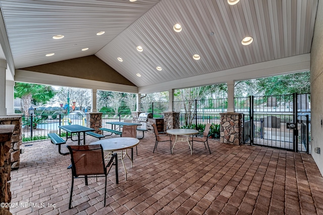 view of patio / terrace featuring fence