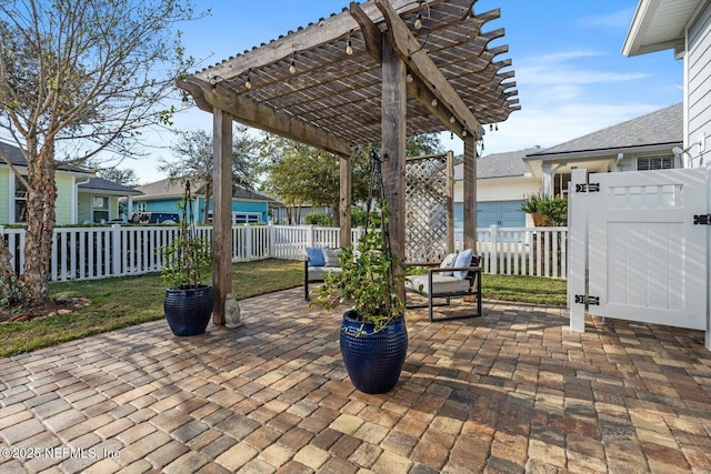 view of patio / terrace featuring a pergola