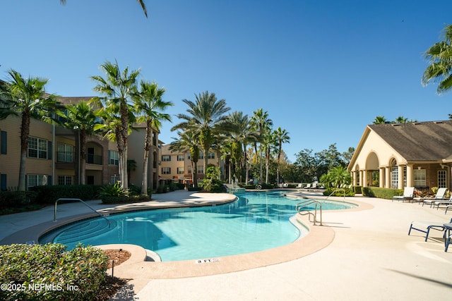 view of pool featuring a patio