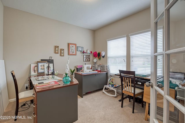 view of carpeted office space