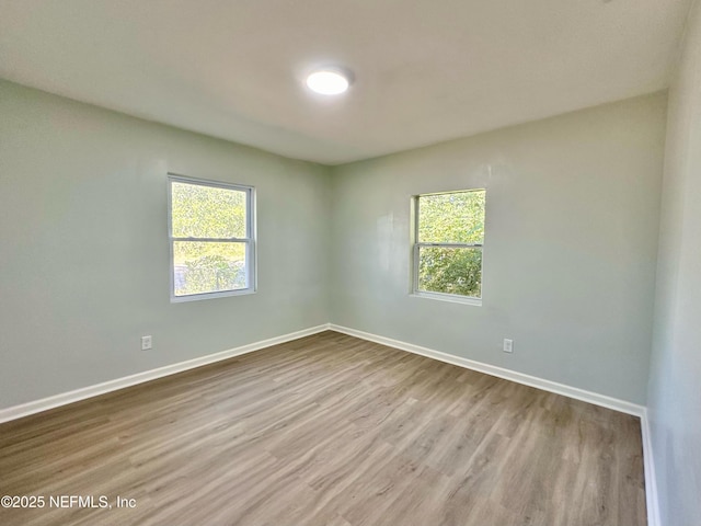 spare room featuring a healthy amount of sunlight and light wood-type flooring