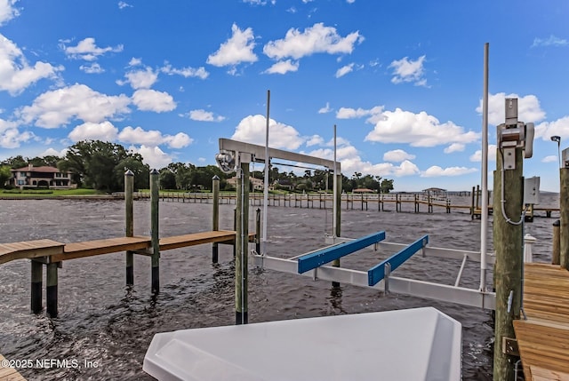 view of playground with a dock