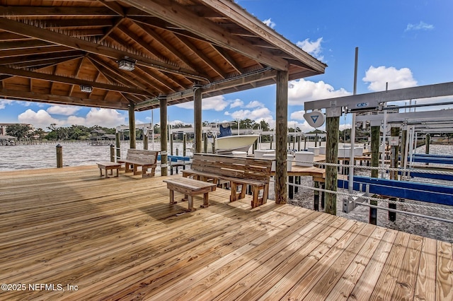 dock area featuring a water view