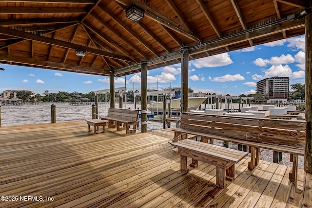 dock area featuring a water view