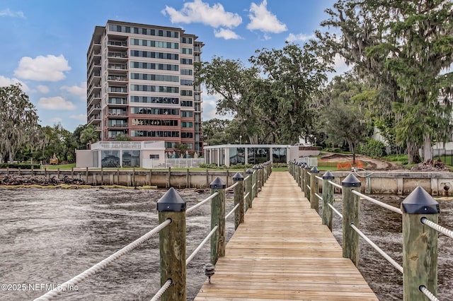 view of dock featuring a water view