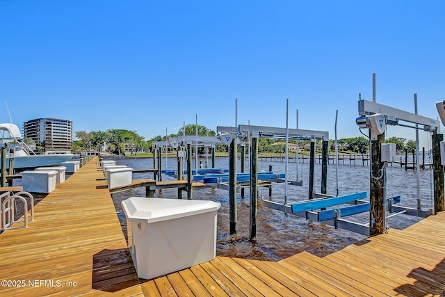 dock area featuring a water view