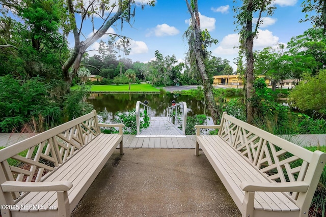 dock area with a water view