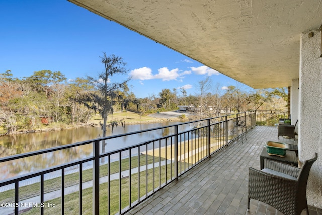 balcony with a water view