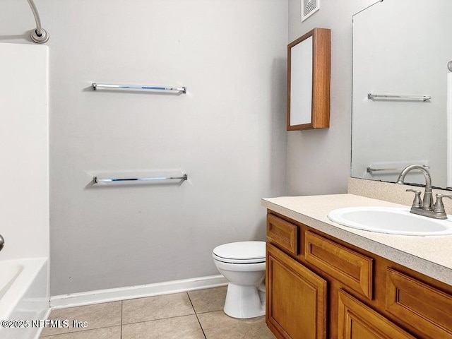 bathroom featuring tile patterned floors, toilet, and vanity