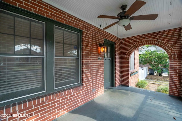 view of patio / terrace featuring ceiling fan