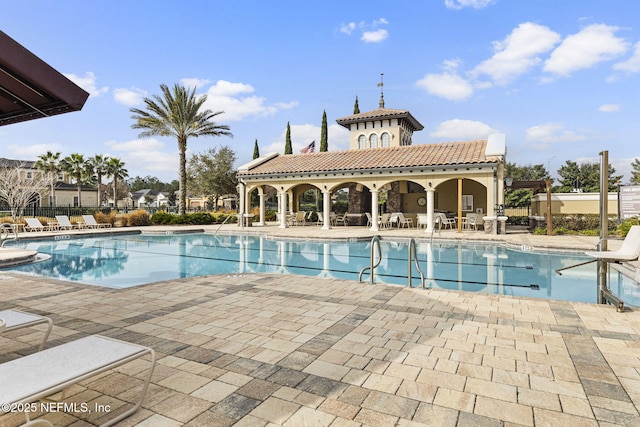 view of pool featuring a patio