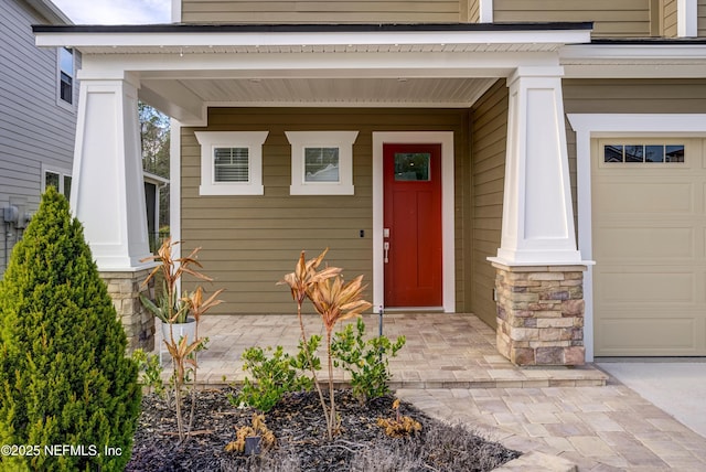 property entrance featuring a garage