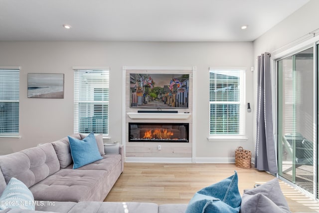 living room featuring light hardwood / wood-style flooring