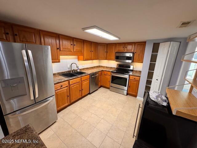 kitchen with appliances with stainless steel finishes and sink