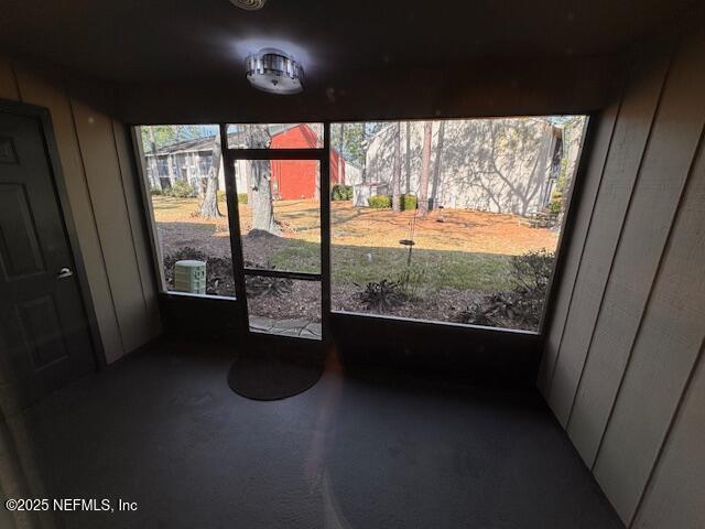 view of unfurnished sunroom