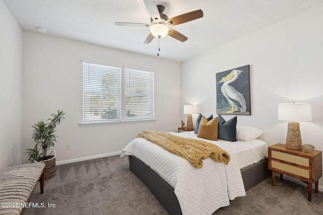 bedroom with carpet flooring and ceiling fan