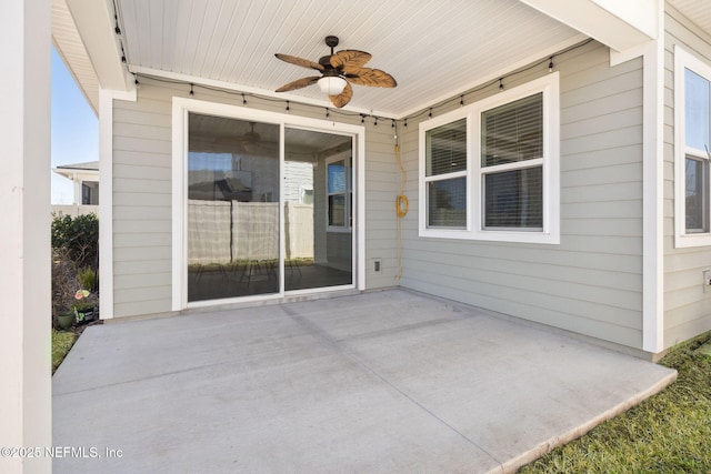 view of patio with ceiling fan