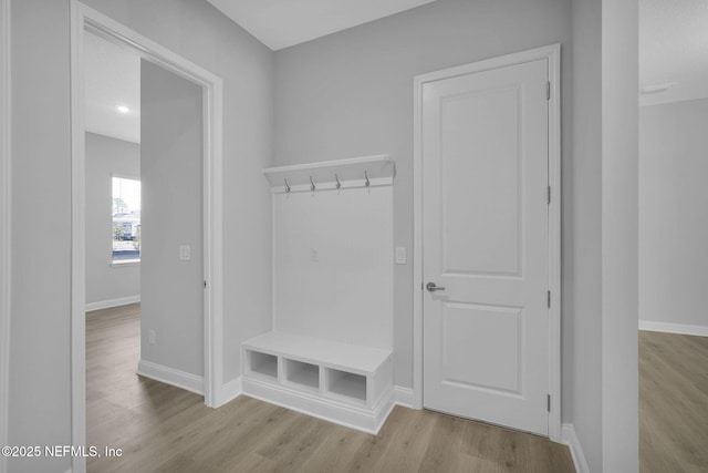 mudroom featuring light hardwood / wood-style floors